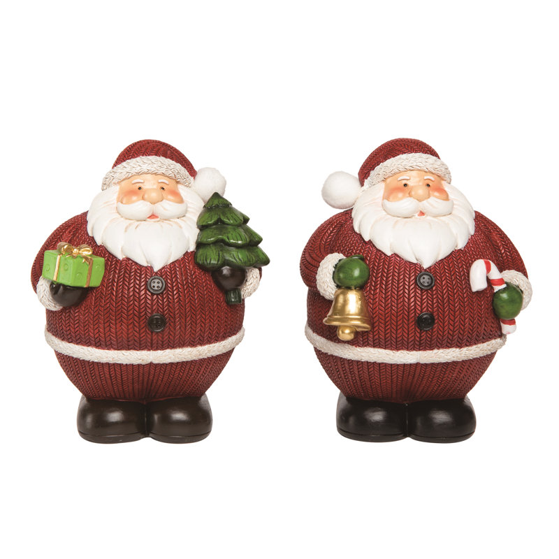  Grand ensemble de 2 décorations de Noël en tricot de résine pour grand père Noël