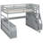 Full Size Loft Bed In Gray Featuring 7 Drawers, 2 Shelves And Desk - Playhouse Inspired Design For A Creative Fun Bedroom Space With Magical Atmosphere-971192079