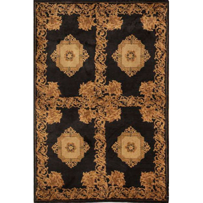 Wool Oriental Area Rug in Black/Gold