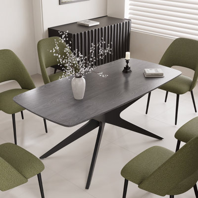 69.4" W 6-Person Rectangular Solid and Manufactured Wood Dining Table with Metal Legs