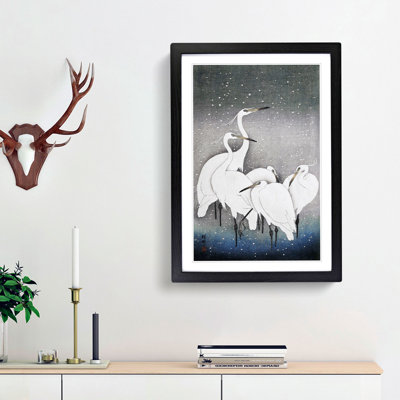 Group of Egrets by Ohara Koson - Framed Print