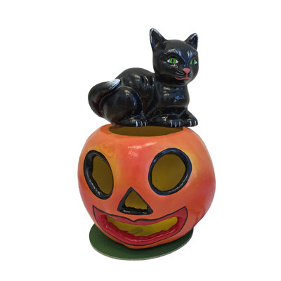  Cat On Pumpkin Fall Decor Candy Container
