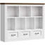 Bibliothèque 47,5 "Farmhouse Cube, support de rangement avec 7 compartiments et 3 tiroirs, bibliothèque ouverte sur pied à 3 niveaux avec base-900163517