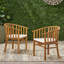 Chaises de salle à manger d'extérieur en bois avec coussins, ensemble de 2