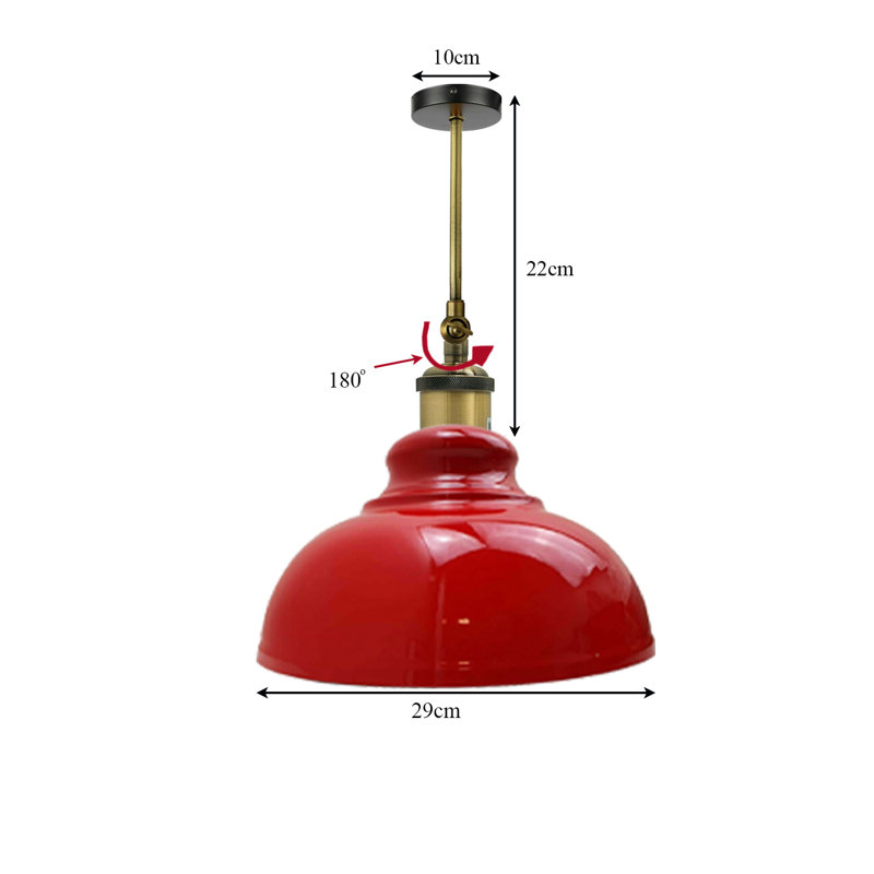 Gladys 1 - Angle Adjustable Wall Sconce —Dome Metal Shade, Vintage Industrial Style-E27 Holder, Red