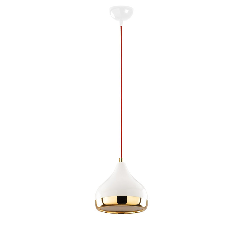 Luminaire de lustre élégant, 17,0 po de diamètre, hauteur réglable 44,1 po, corps en métal avec finition blanche, rouge et or | Douille E27, 40 W maximum, instructions d'installation incluses | Design glamour pour la décoration intérieure