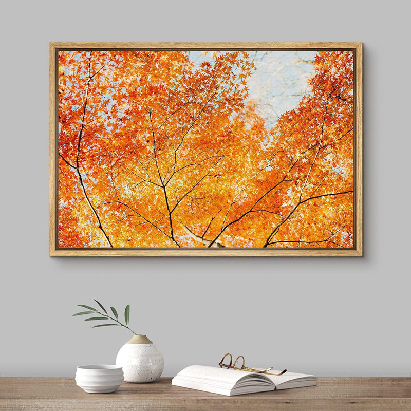 Vibrant, coloré, orange, automne, feuille d'arbre, nature sauvage - photographie, H 16 po x l 24 po x P 1,5 po