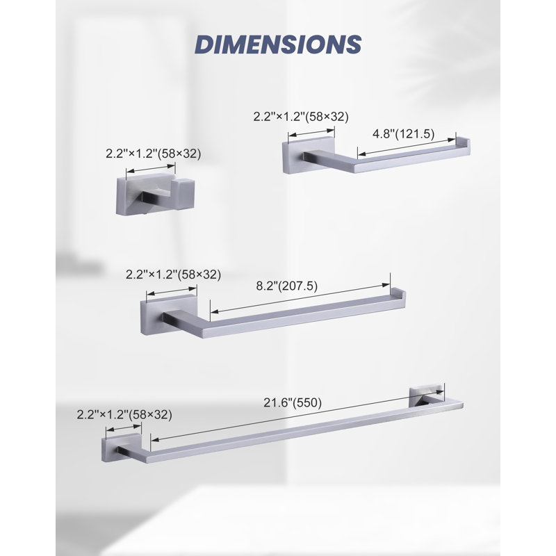 Brushed Nickel 5-Piece Modern Bathroom Hardware Set