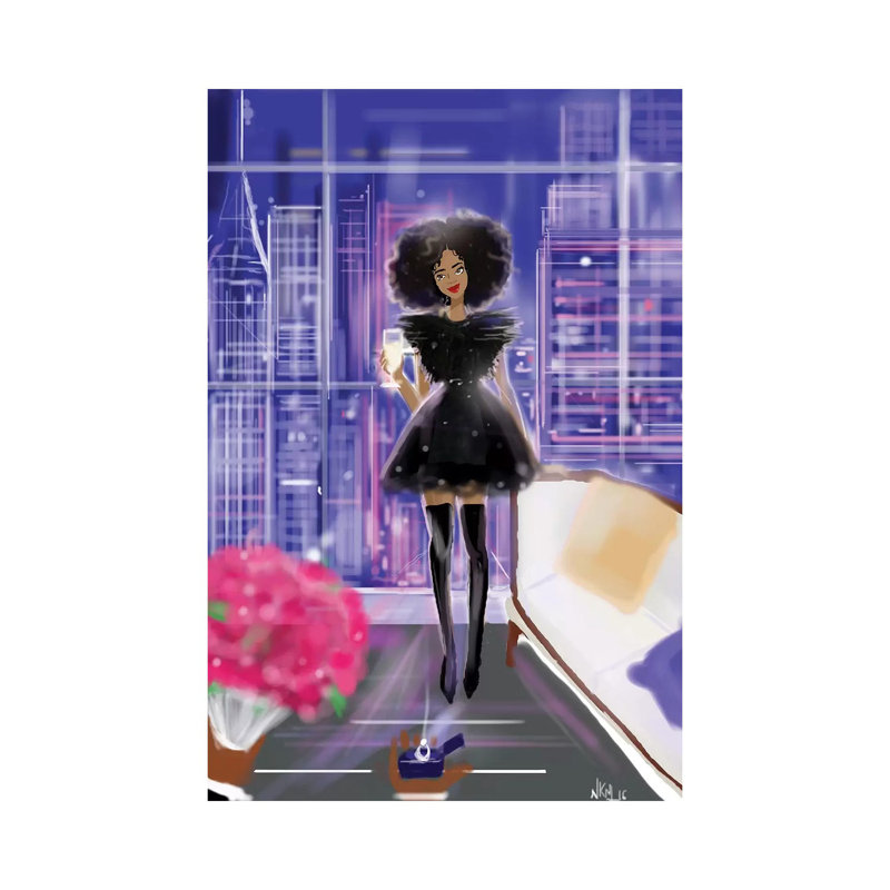 Roses And Diamond by Nicholle Kobi - Print on Canvas, Wrapped Canvas, 66.04 cm H x 45.72 cm W x 1.91 cm D