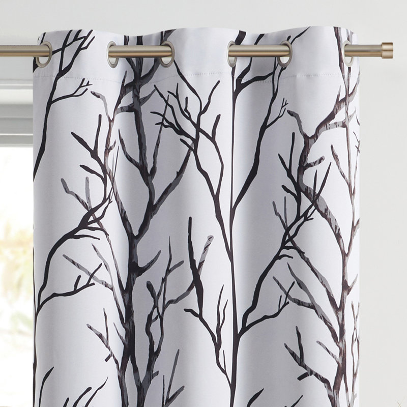 Kingdom Branch Blackout Curtain Panel, 40" W x 63" L, Ivory