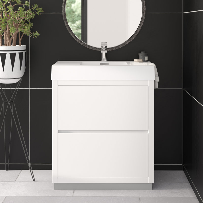 Ensemble de meuble-lavabo simple 30 po Royka, Vulcain gris cendré