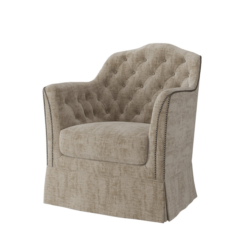Fauteuil d'appoint Catriona, Churchill Driftwood (tissu performance) 6137-92, Laiton rétro petit