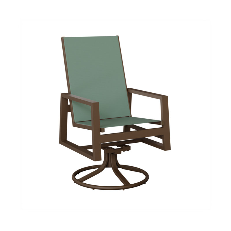 Chaise berçante berçante à haut dossier berçant Vida Berlin Gardens, Bleu sauge, Veine d'aluminium et de bois mesquite