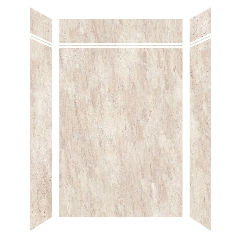 Transolid Lusso 60-in x 36-in x 84/12-in Glue To Wall 6-Piece Transition Shower Wall Kit, Creme Carmel, 96" H x 60" W x 36" D