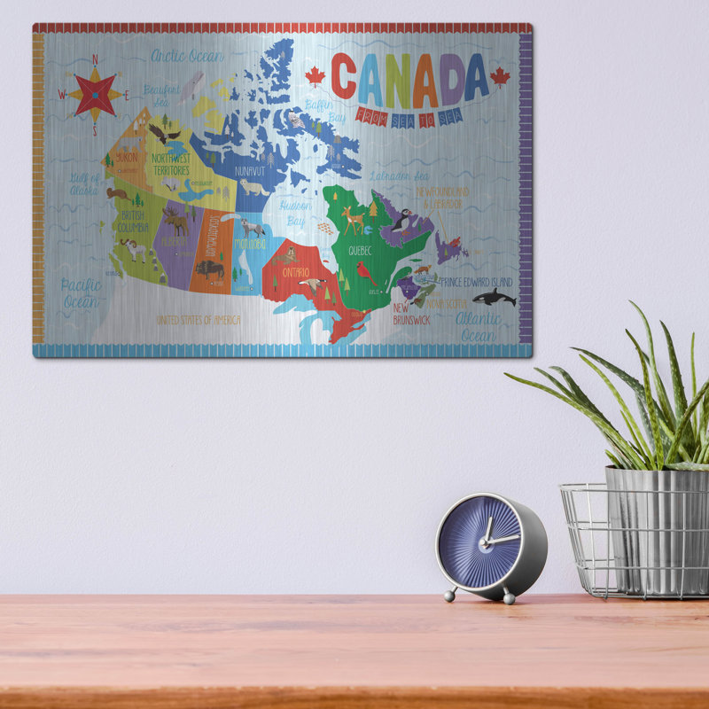 «Canada Map» par Erin Clark, art mural en métal, H 24 po x l 36 po