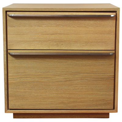 Gracie Mills Elmpark 28" Natural Solid and Manufactured Wood Two Drawer Nightstand