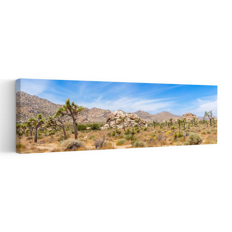 Ensoleillé, arbre de Joshua, paysage abstrait contemporain, art mural, H 16 po x l 48 po