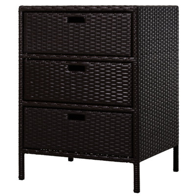 Pe Poolside Storage With 3 Drawers - Brown Outdoor Towel Cabinet Pool In And Weather Resistance