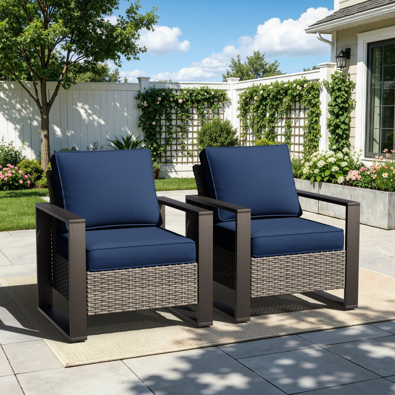Suilmann Outdoor Lounge Chair, Bleu, Gris