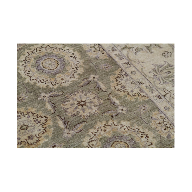 Tapis gris et ivoire noué à la main de haute qualité