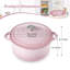 Faitout en fonte émaillée 6 pintes avec couvercle, cocotte en fonte avec deux poignées pour la cuisson du pain, cuisson, batterie de cuisine antiadhésive avec revêtement en émail, rose-119930835-119930840