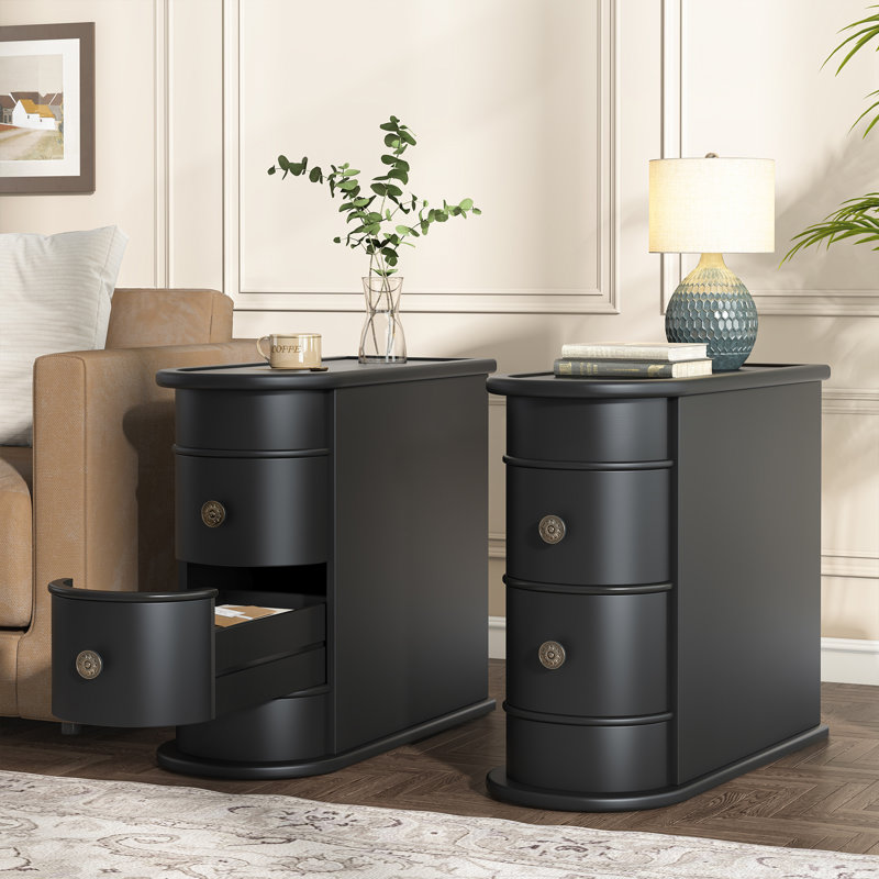 Solid Wood Frame End Table, Black