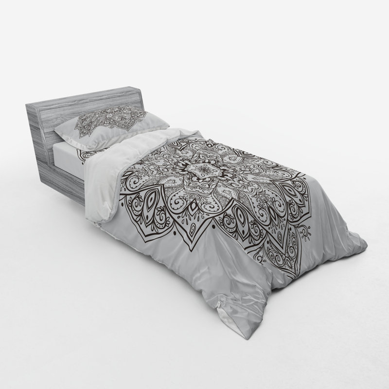 Ensemble de housse de couette à motif circulaire lotus mandala psychédélique