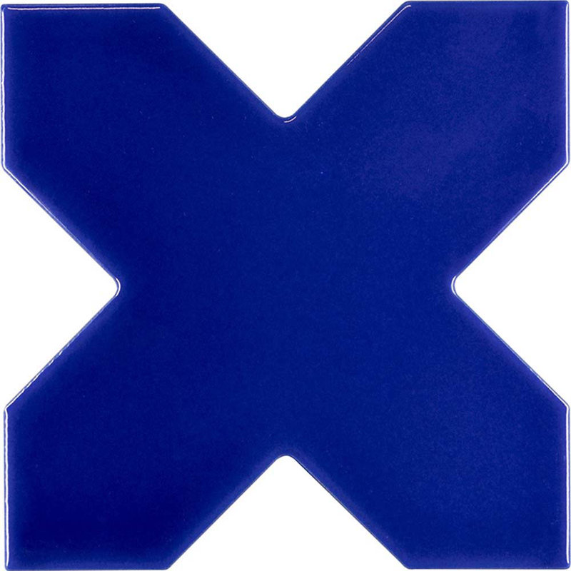 Siena 5 in. Pearl White Star with Cobalt Blue Cross Glossy Ceramic Wall and Floor Tile (10.76 sq ft/case) , Polished