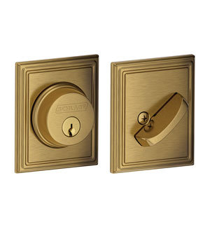 Single Cylinder Deadbolt with Addison Trim, Antique Brass