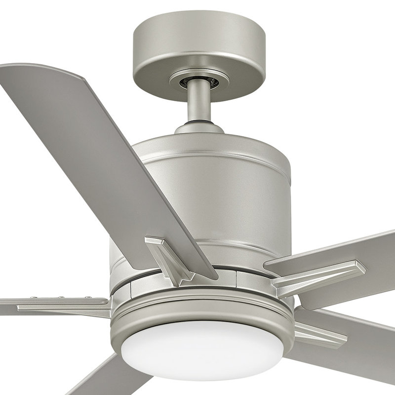 Ventilateur de plafond intelligent à DEL de 52 po Vail avec télécommande Hiro, Argent argent, Nickel brossé