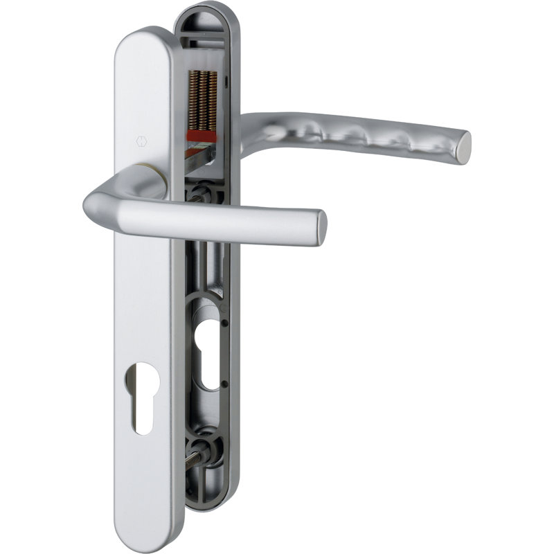 Keyed Right Hand Door Handle, Aluminium Silver