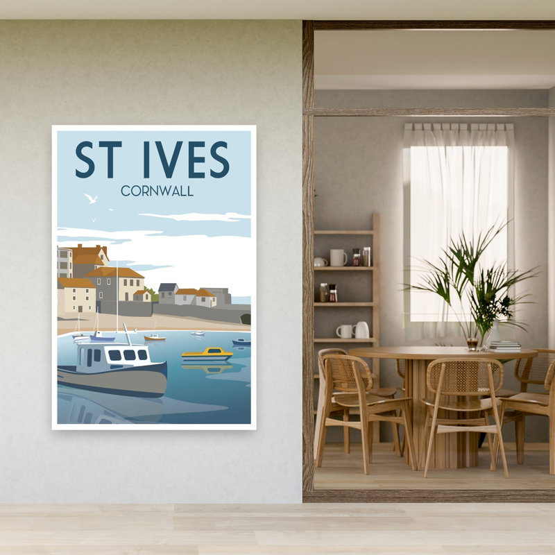 St Ives Cornwall Harbor - Affiche murale abstraite représentant la côte, H 60 po x l 40 po
