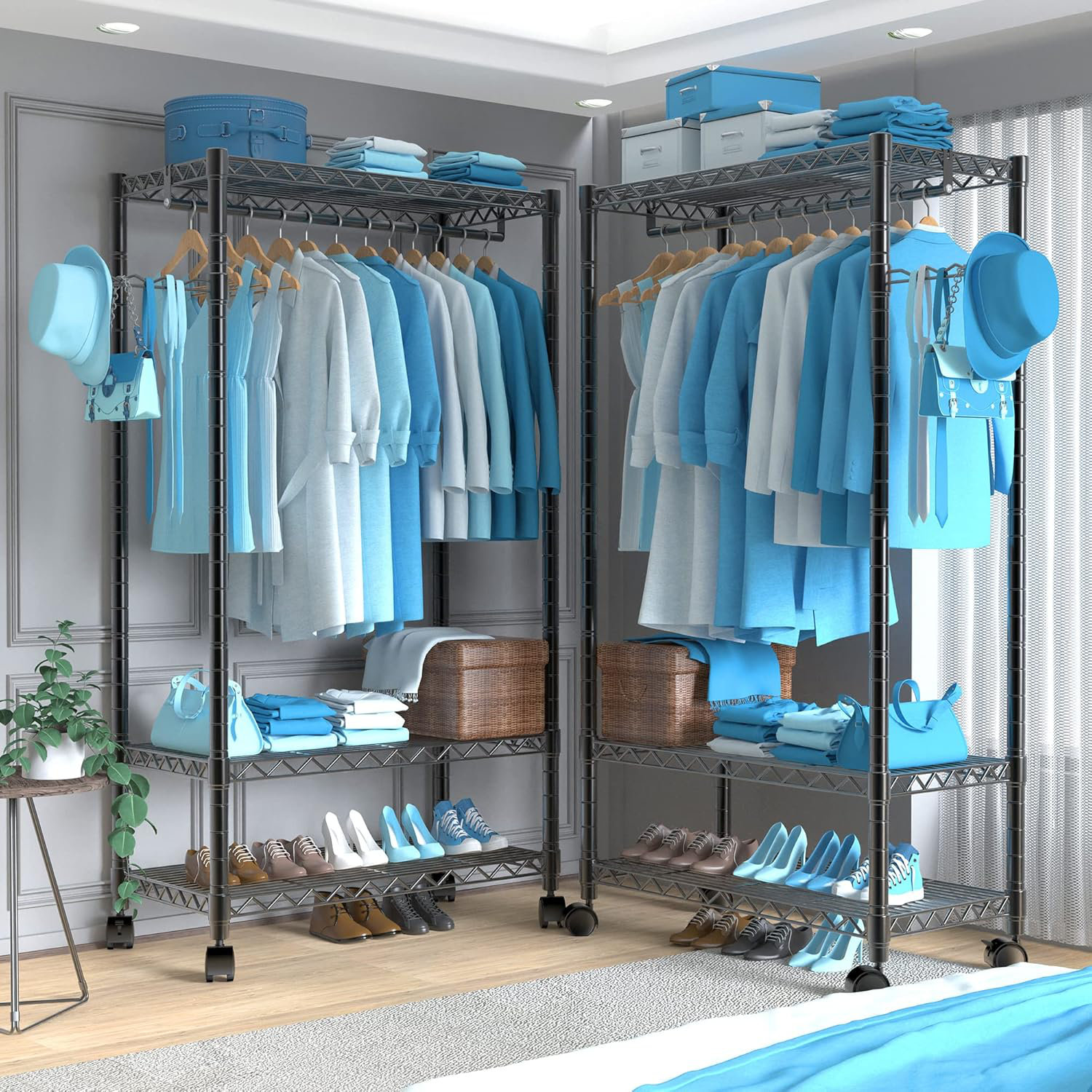 ATC Freestanding Clothing Rack, Portable Closet Wardrobe with