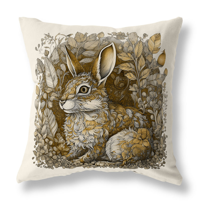Coussin intérieur / extérieur Breezy Bunny, H 26 po x l 26 po, Jaune/gris