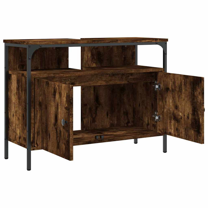 Kynsli Bathroom Sink Cabinet 31.5"x11.8"x23.6" Engineered Wood, Smoked Oak