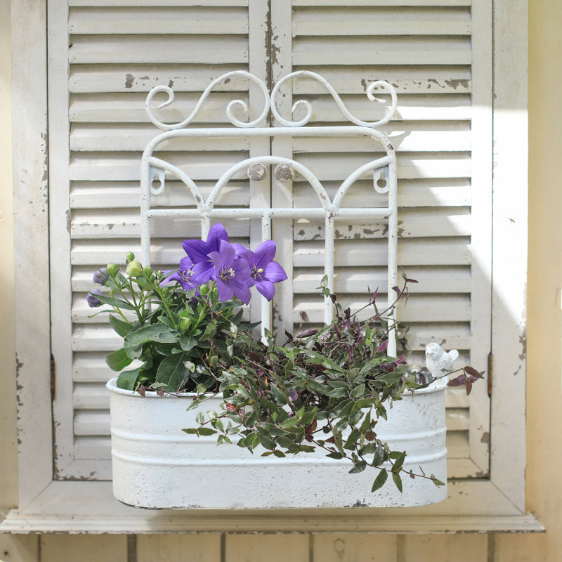  Vintage Wall Planter for Outside, Galvanized Planters, Farmhouse Wall Decor, White