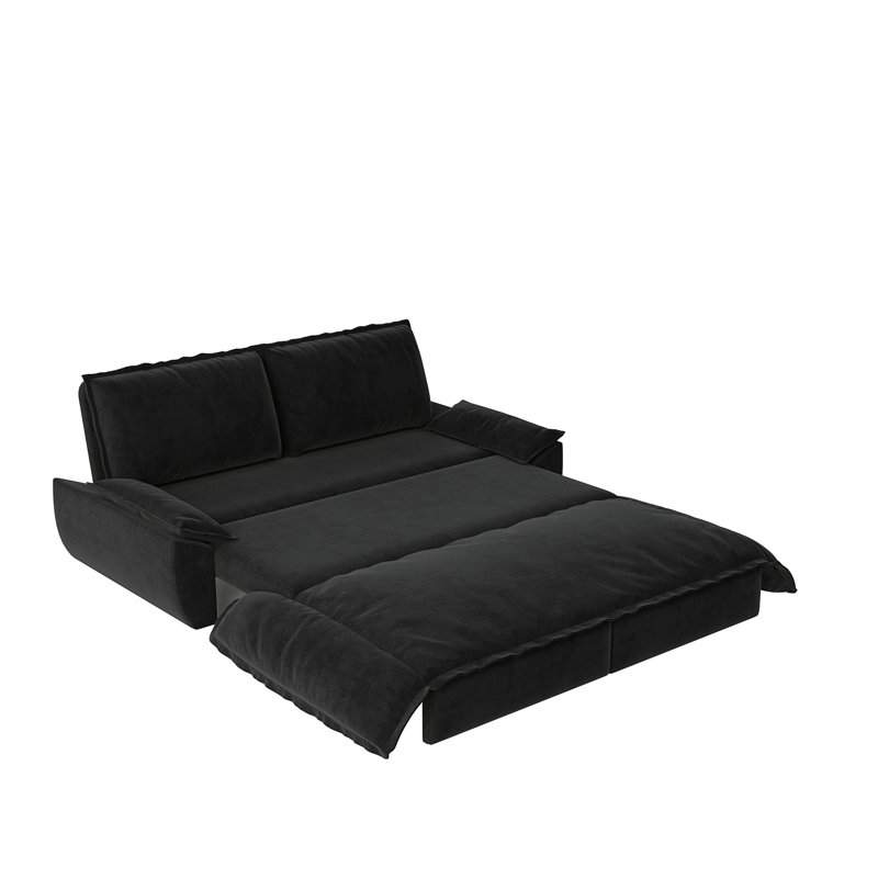 Canapé-lit escamotable grand 73,2 po, Velours noir