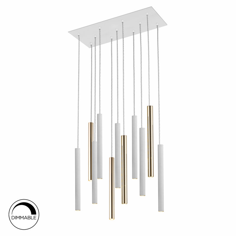 Kuhlmann 11 - Light LED Cluster Pendant, Bright Gold/Matt White