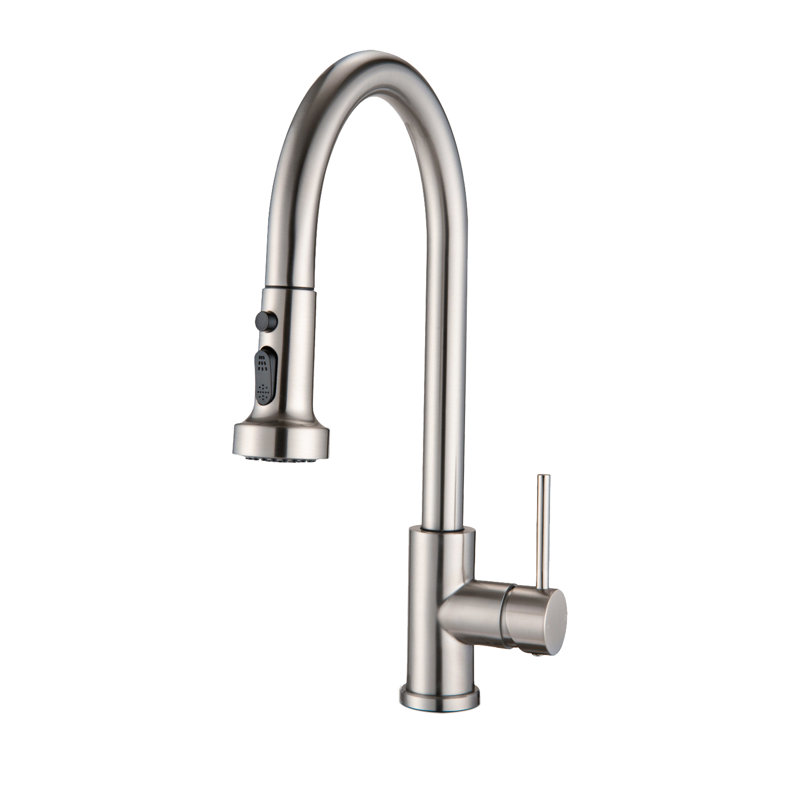 Robinet d'évier de cuisine à poignée simple avec distributeur de savon Topcraft, Acier inoxydable / nickel brossé