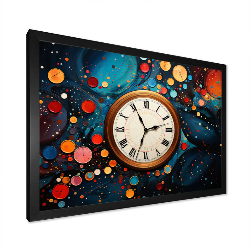 Regarder le pointillisme sur un rythme chronologique sur toile, H 30 po x l 40 po x P 1,5 po, Cadre simple noir