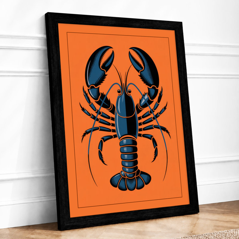 Geometric Lobster Graphic Design - Framed Print, Black, A3 - 42.0 x 29.7 cm