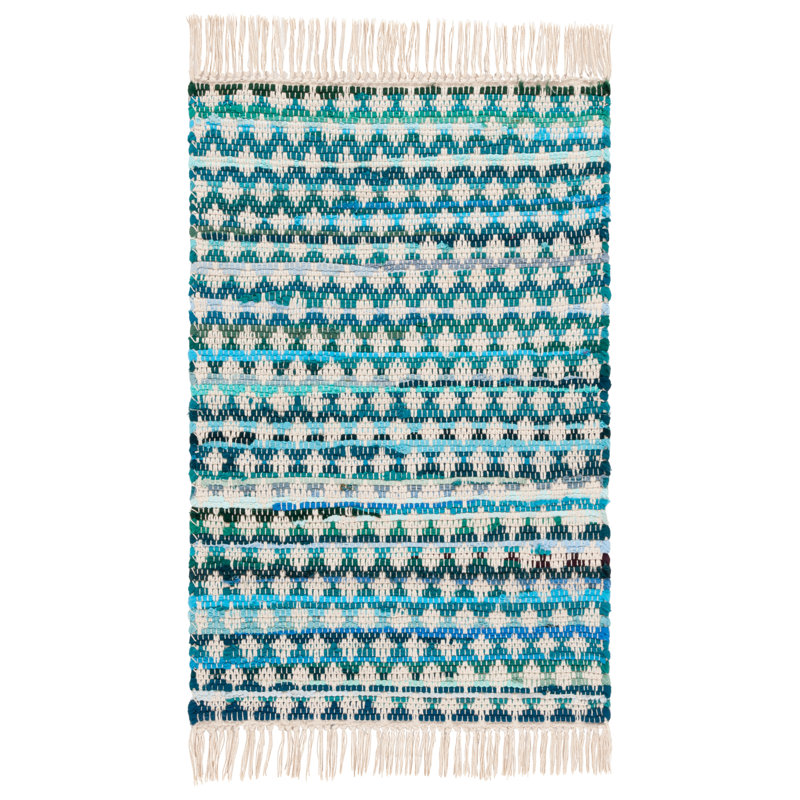 Montauk 538 Hand Woven Cotton Geometric Shapes Rug, Rectangle 4' x 6'