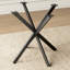 Table d'appoint rustique carrée, pieds en métal avec cadre en X et plateau en grain de bois-1567182303