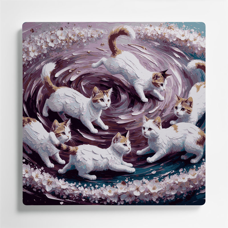 Cats, Bobtail japonais, art mural en métal rose, H 12 po x l 12 po