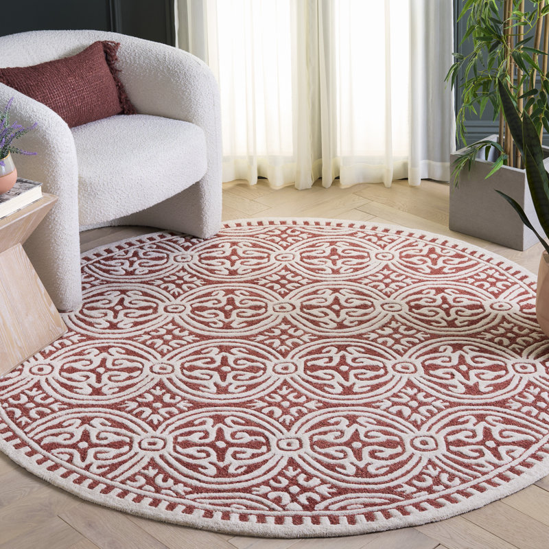 Cambridge 123 Hand Tufted Wool Damask Rug, Round 6'