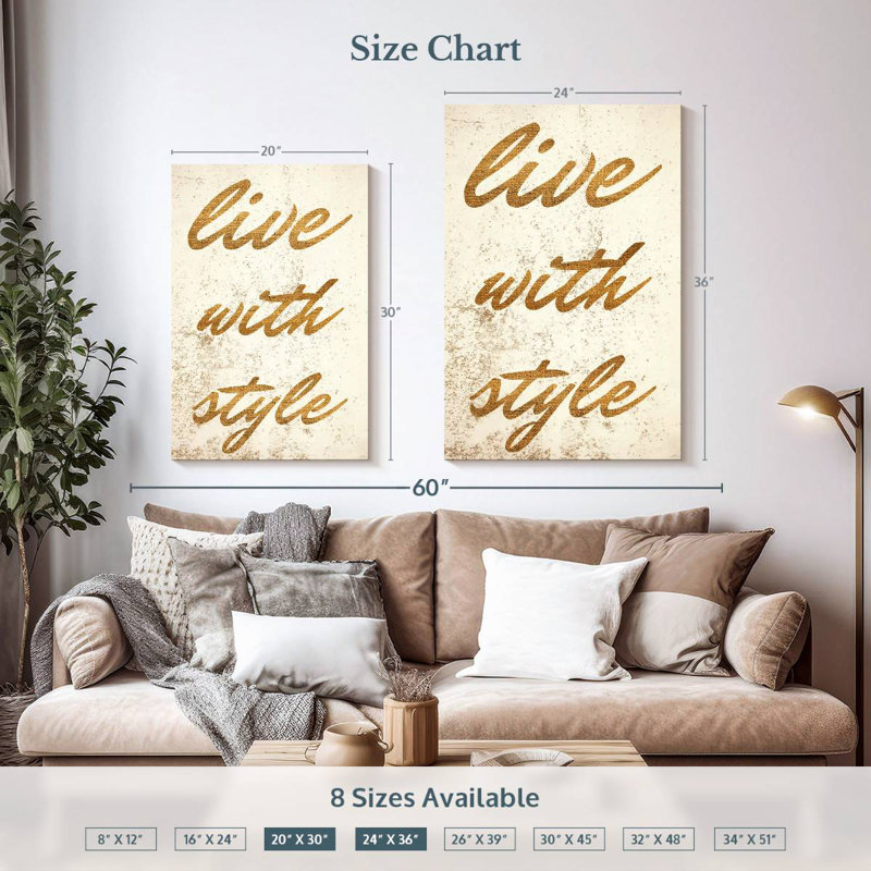 Tergel Live Stylishly Typography, 36" H x 24" W
