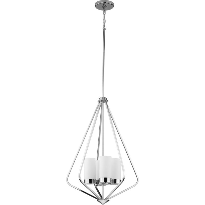 Luminaire suspendu géométrique unique à 4 lumières Hartstown, Chrome poli