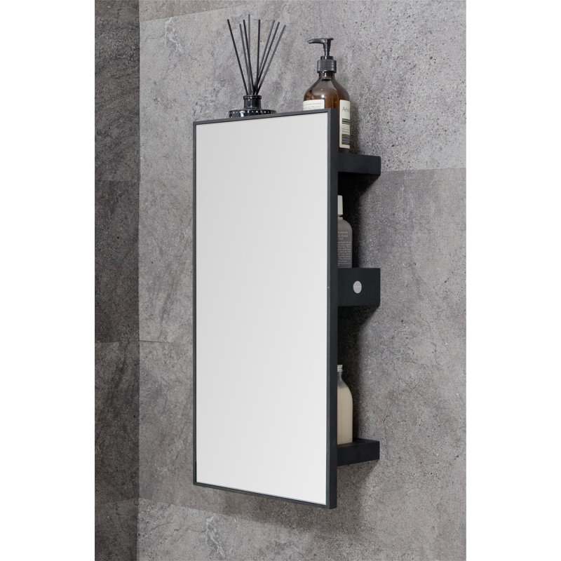 Demasky Wood Wall Mirror, Black