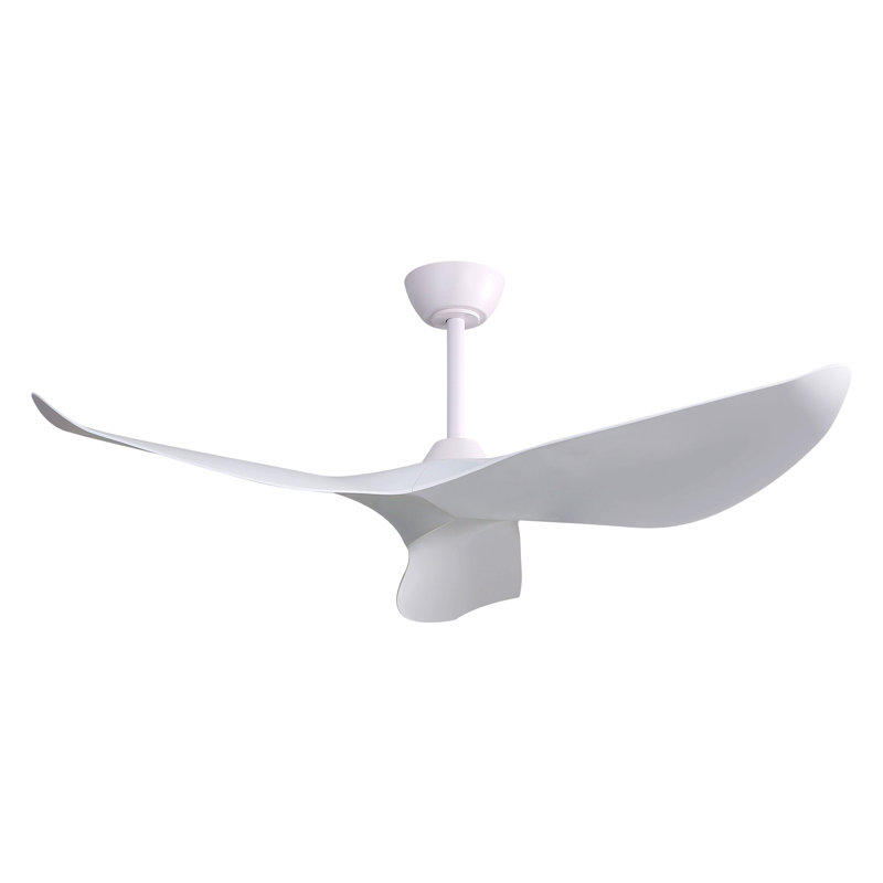 Ventilateur de plafond d'intérieur de 52 pouces sans lumière avec moteur à courant continu réversible à 3 vitesses, Blanc