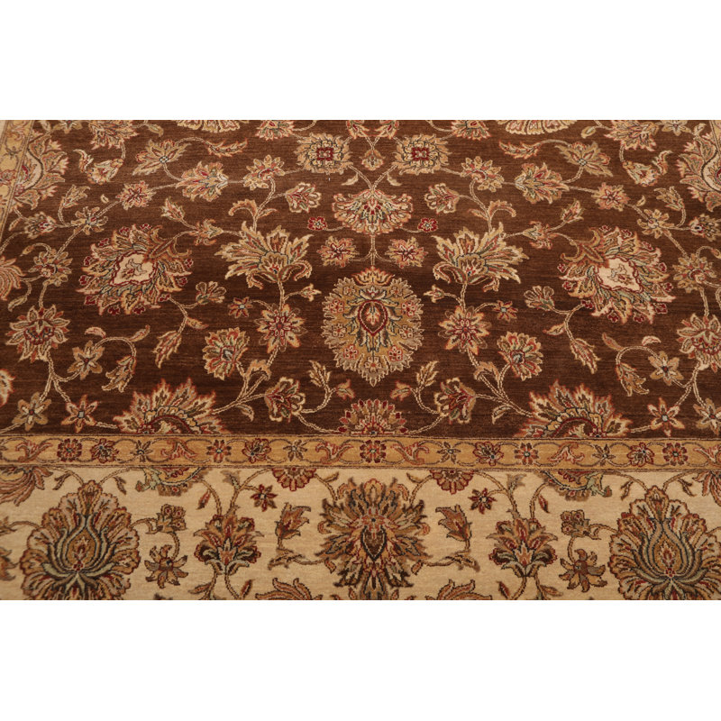 Tapis zone en laine 10 pi 9 po x 11 pi 10 po one-of-kind noué la rouille/bourgogne/brun 8 pi 9 po Almazan